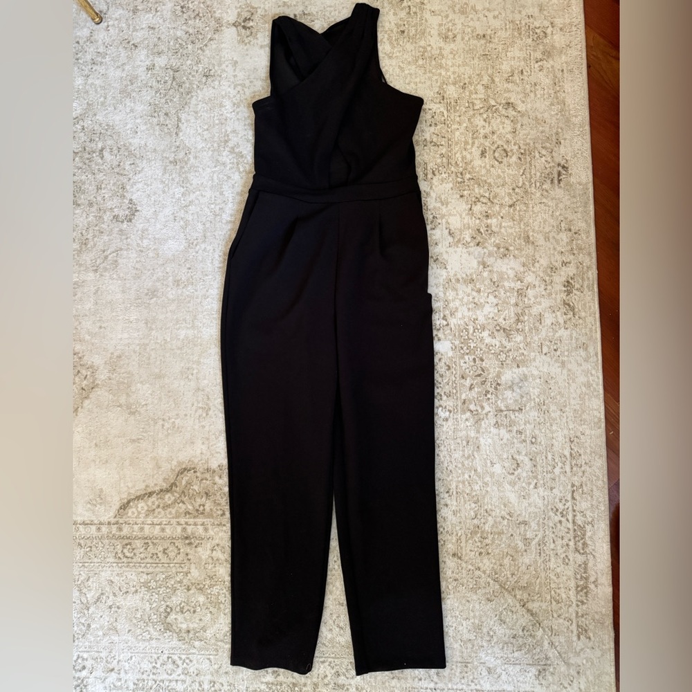 Express Cross Neck Key Hole Black Jumpsuit